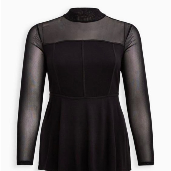 torrid Tops - Torrid Black High Neck Corset Top-Ponte & Mesh Sz3